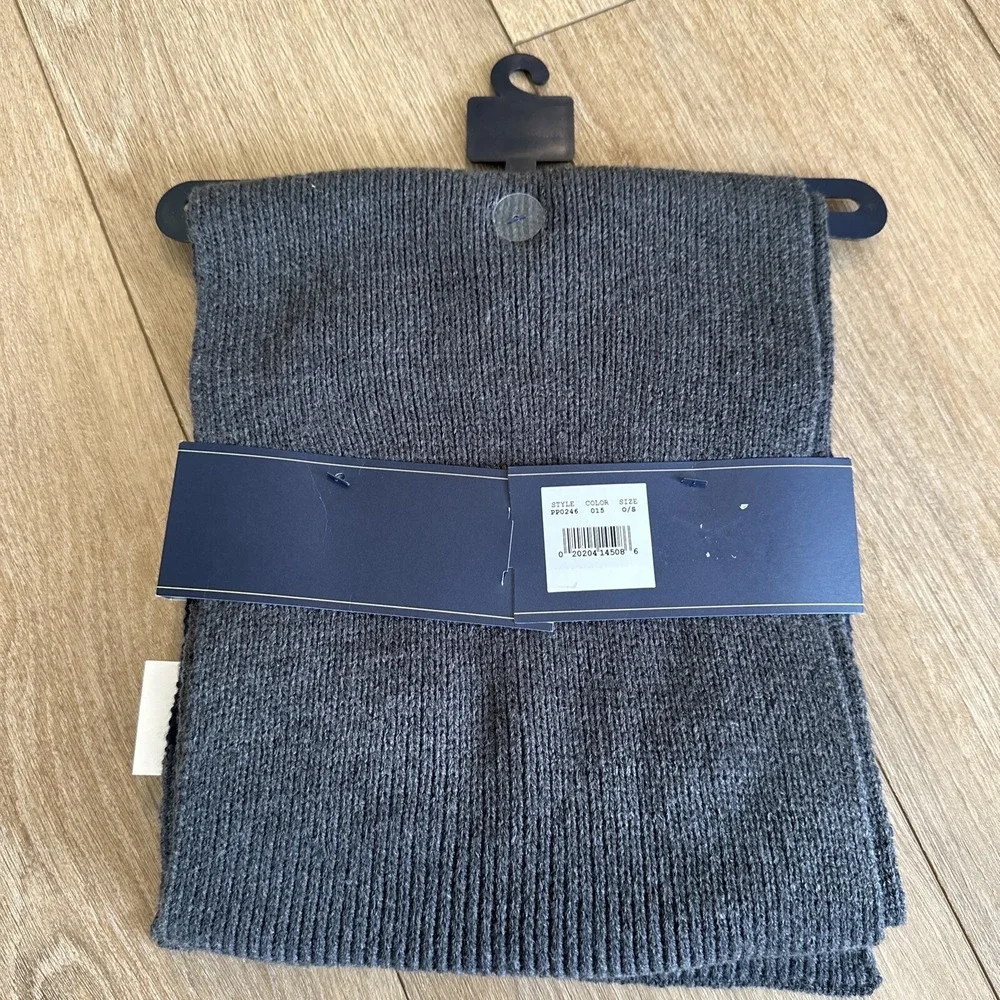 Polo Ralph Lauren Hat & Scarf Set Gray & Navy Blue, Embroidered Pony BRAND‎ NEW